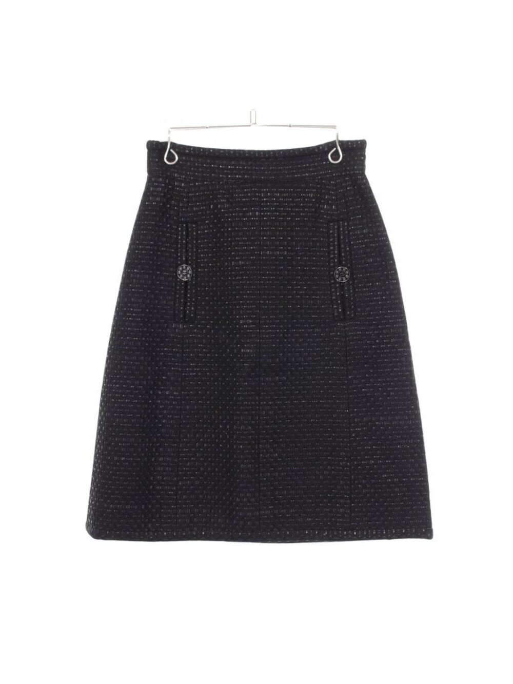Chanel Skirt CC Logo Button Tweed Cotton